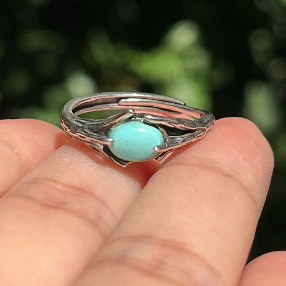 Sterling silver‎ 925 stamped adjustable turquoise ring